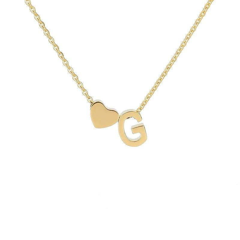 Kulei Stainless Steel Jewelry European and American English Letter Peach Heart Love Combination Necklace