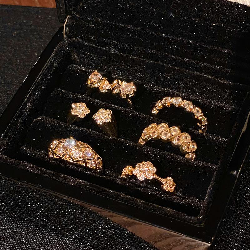 Vintage Medieval Style Flower Zir*****Pen Ring Personality Niche High Sense Exquisite Temperament Accessories