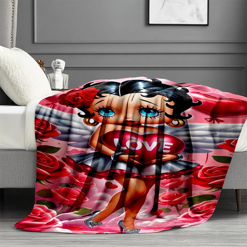 Betty Boop Print Blanket - Soft & Comfortable, for Bedroom, Travel, Sofa, Home Decoration - Birthday Christmas Gift for Friend