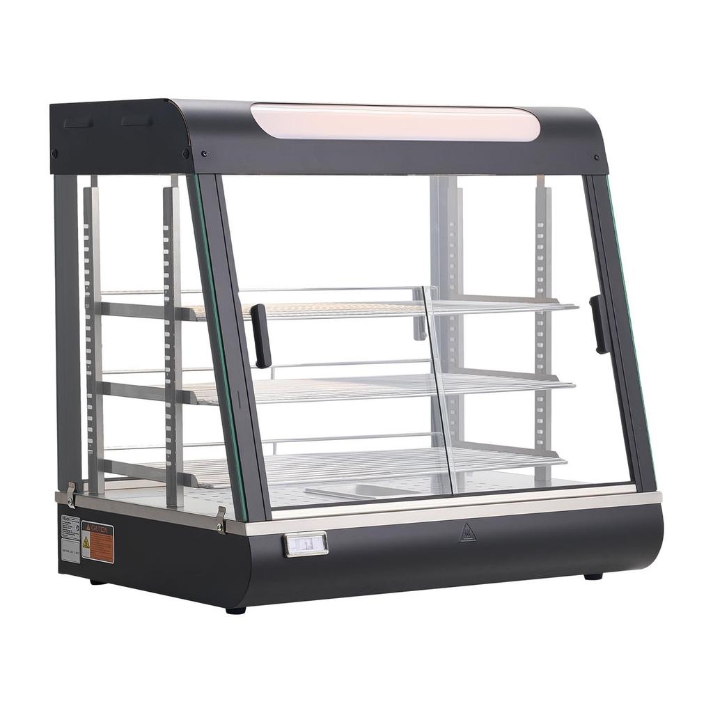 3-Tier Commercial Food Warmer Display, 1200W Food Display Warmer with LED Light, Top Storage and Adjustable Shelves, 30-85 Steam Heating, 106Qt/100L