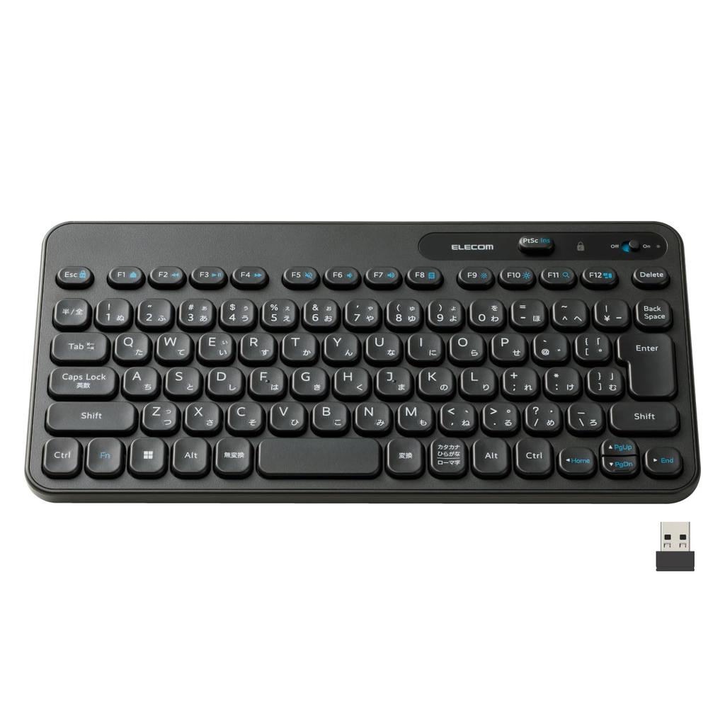 ELECOM Wireless Wireless Membrane Equipped with a Caps Lock Function Disable 5 Million Times Durable Compatible with Windows Black Keyboard, Type,