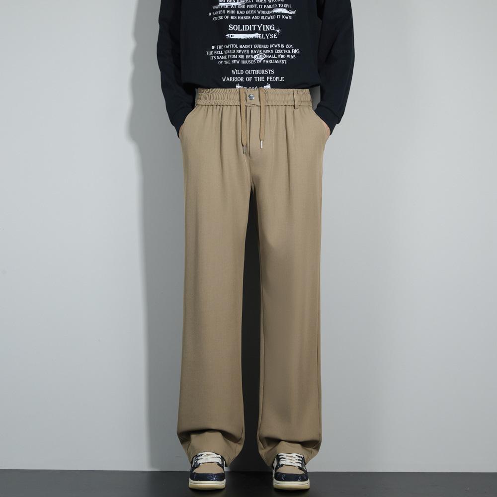 Drawstring drape casual suit pants men's loose and versatile high-end American straight-leg trousers men's small trousers