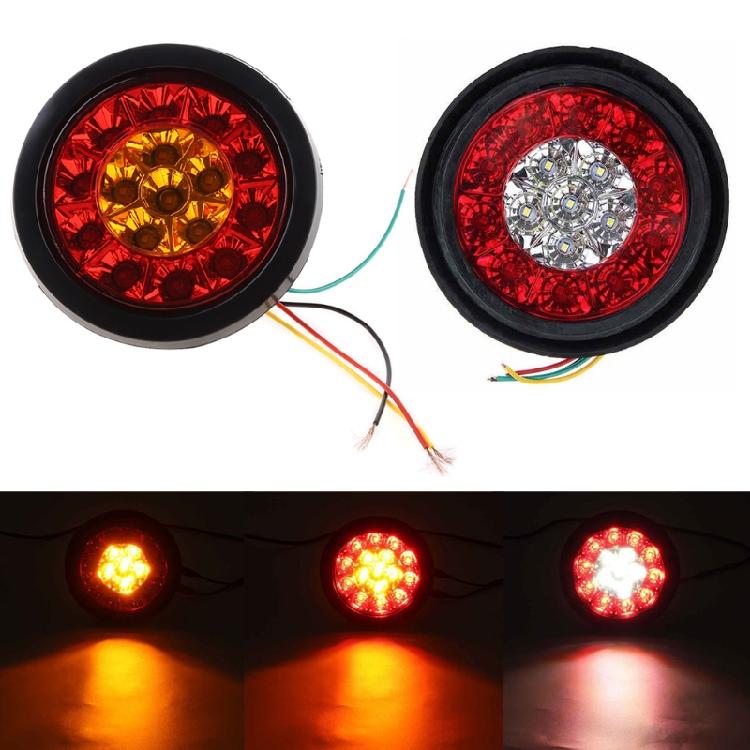2 Stück LED-Bremslicht für Auto 12V Retro Runde Nebelschlussleuchte 16-LED-Rücklicht für Anhänger