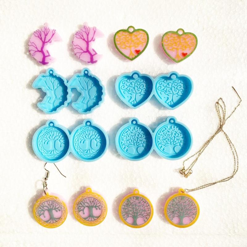 1/4Pieces Earring Resin Molds Life Tree Earring Mold for Jewelry Making Silicone Molds for Resin DIY Fashion Earring