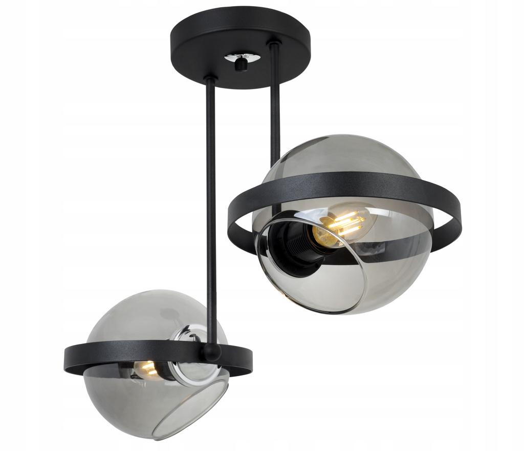 MODERN GLASS HANGING LAMP GRAPHITE RING