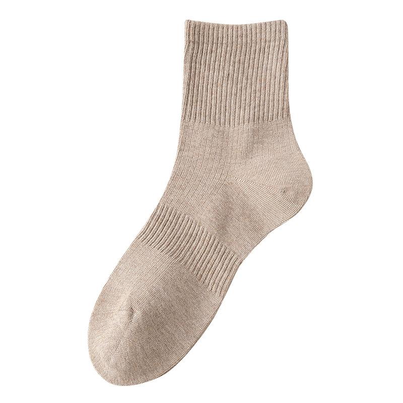 5 Pairs of Girls Spring and Autumn Pure Color Anti Pilling Boneless High Rubber Tube Socks