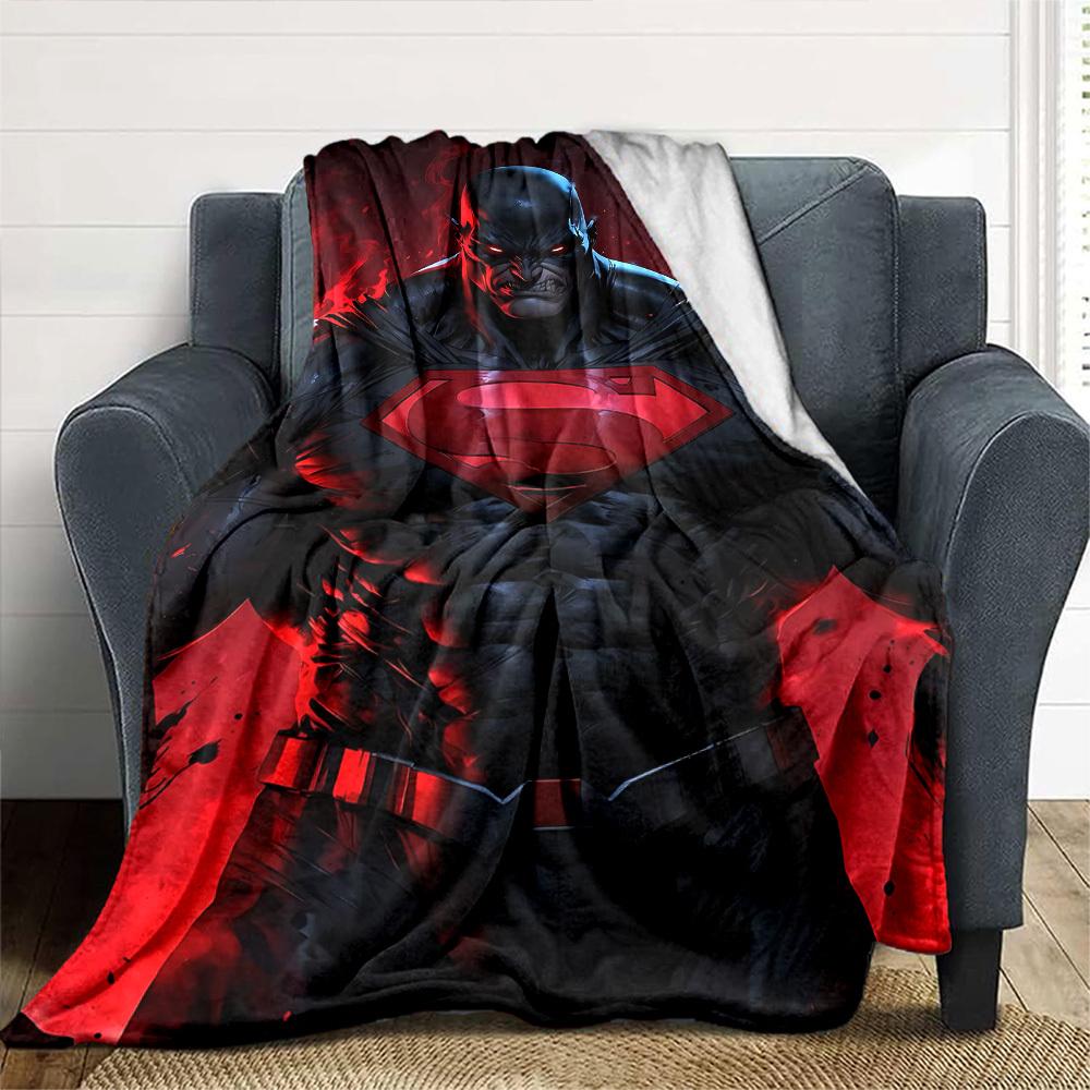 1pc Superman black Flannel Blanket Soft Warm Throw for Home, Office, Travel, All-Season Cozy Bedding Gift L1389