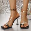 Mode Gold Silber Super High Heel Sandalen Damen Herzform Kristall Clip On Partyschuhe Mode Dünne Absätze Eckige Zehen PVC Pantoletten