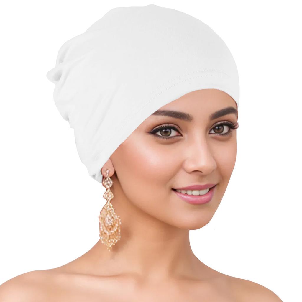 Solid-Color Turban Hat Head Scarf For Ladies Women Causal Turban Cap Headband Breathable Full Cover Hat Headwear For Daily Wear