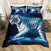 New Tiger Bedding Set Red Rose Flower Africa Big Cat Comforter Cover Set Animal Themed 2-3Pcs Queen Size Duvet Cover Set