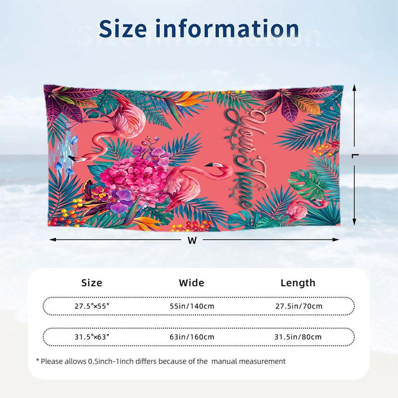 Floral Garden Theme Beach Towel Personalized Custom Name & Text Soft Quick Dry Beach Towel for Swimming Travel