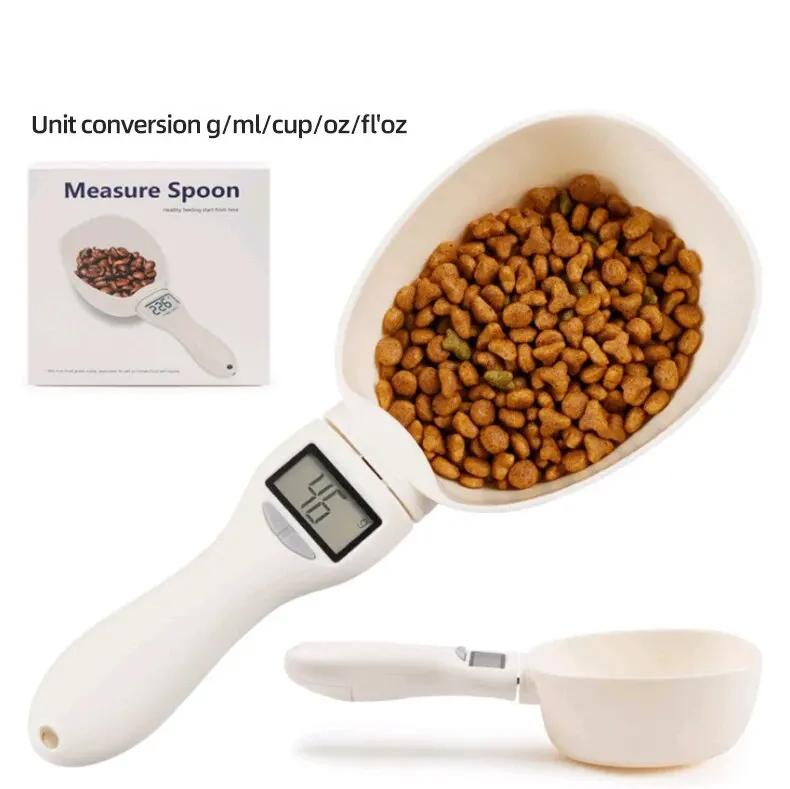 Pet Dog Food Measuring Spoon Scale Chytrá váha na krmivo pro domácí zvířata s odměrkou Digitální LCD displej Kuchyňská váha pro psa/kočku