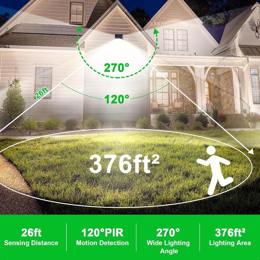 Solar Lights Outdoor 72 LED Motion Sensor Wall Light IP65 Waterproof and 3 Lighting Modes Solar Powered Security Wirel Light Ou