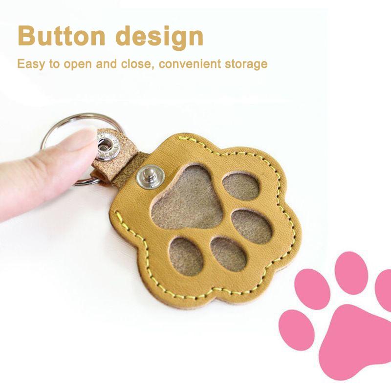 Pet Paw Keychain Cat Hair Storage Container Portable Keychain Pendant Homemade Pet Memorial Keychain Cute Paw Shape Bag Pendant