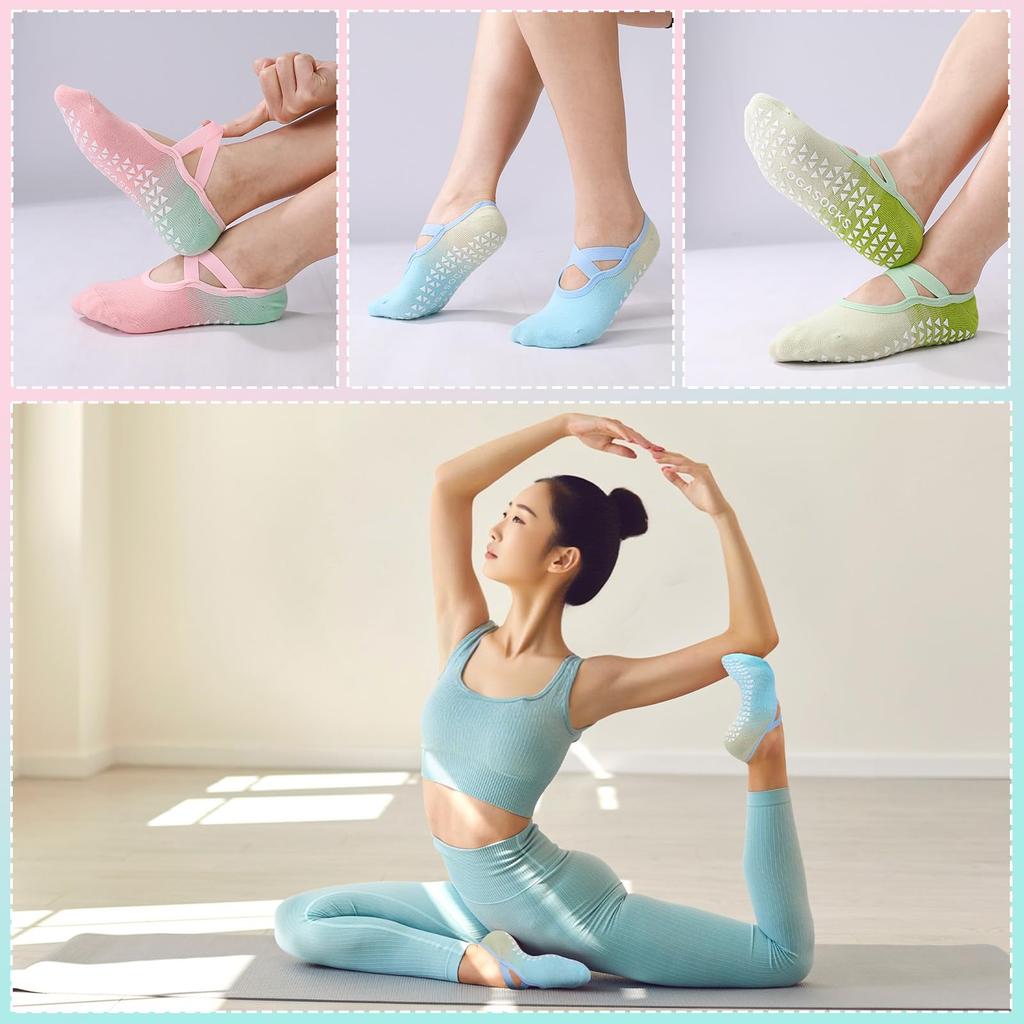 Girldate Yoga and for Indoor and Gym Suitable for All Seasons Women's Non-Slip Socks, 6-Pair Set, Short, Cotton, Comfortable, Stretchy, Non-Slip