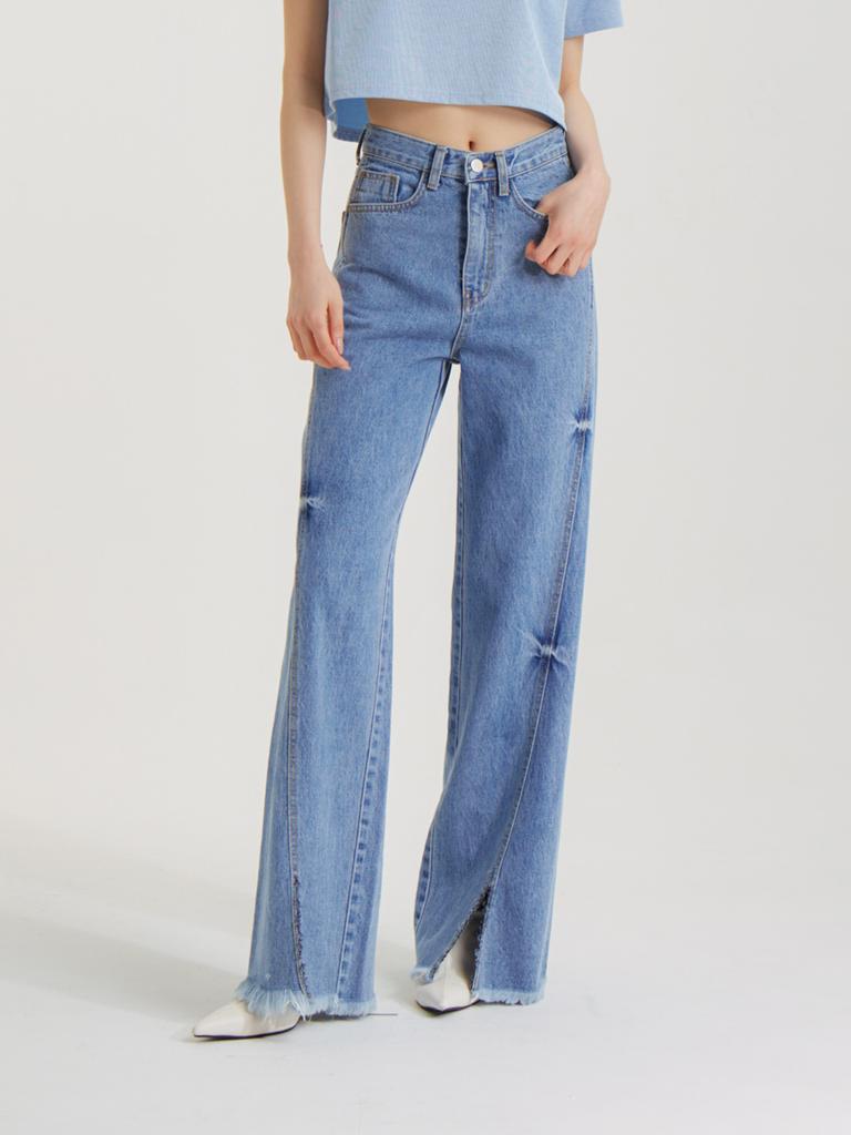 UNKNOWN PLANET Line Slit Denim Pants Blue