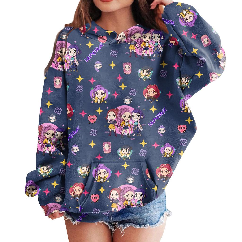 Sweatshirts For Teen Girls Hoodies Long Sleeve Drawstring Pullover Cute Printed Hoodie Top