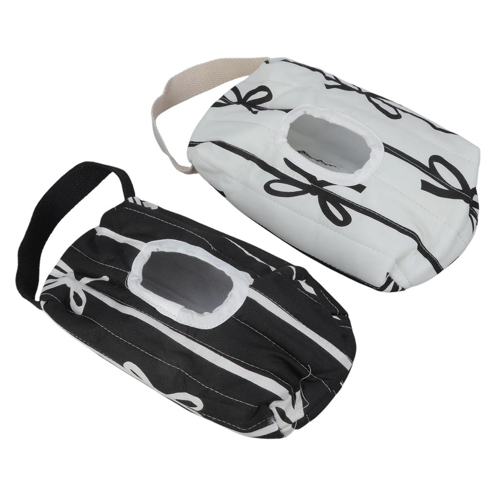 Portable Wipes Storage Bag Sturdy Cotton Pack Stylish Striped Pattern with Bowknot Tie Decoration Reusable Washable