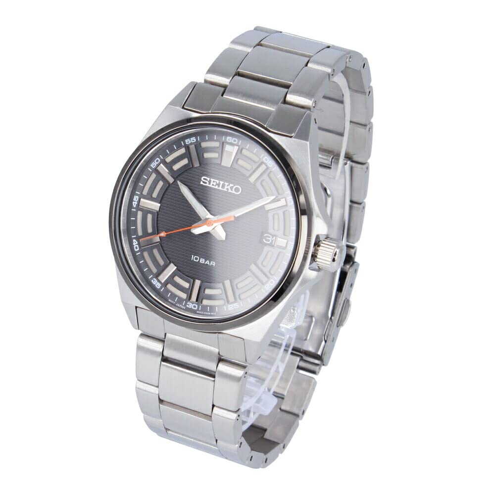 

SEIKO Watch Men s Waterproof Quartz Analog Stainless Steel Metal Silver Gray SUR507P