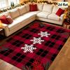 Red Black Buffalo Plaid Snowflake Christmas Decor Rug, All Season Floor Mat for Living Room, Bedroom, Fireplace, Kitchen