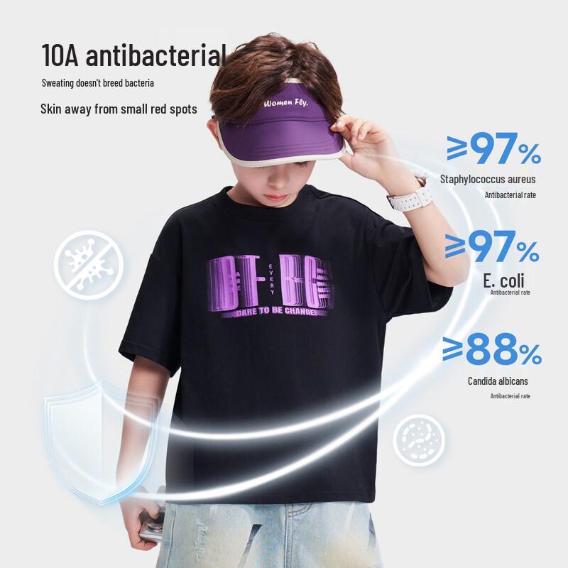 Luomeng Boys' Cool-Touch Antibacterial Short-Sleeve T-Shirt