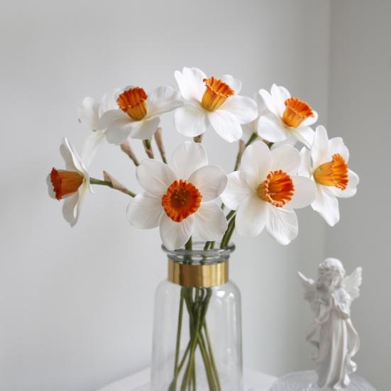 Artificial Daffodil Flowers 14.9 Inches Faux Narcissus Flower Spring Fake Flower Arrangement for Home Wedding Indoor Decor
