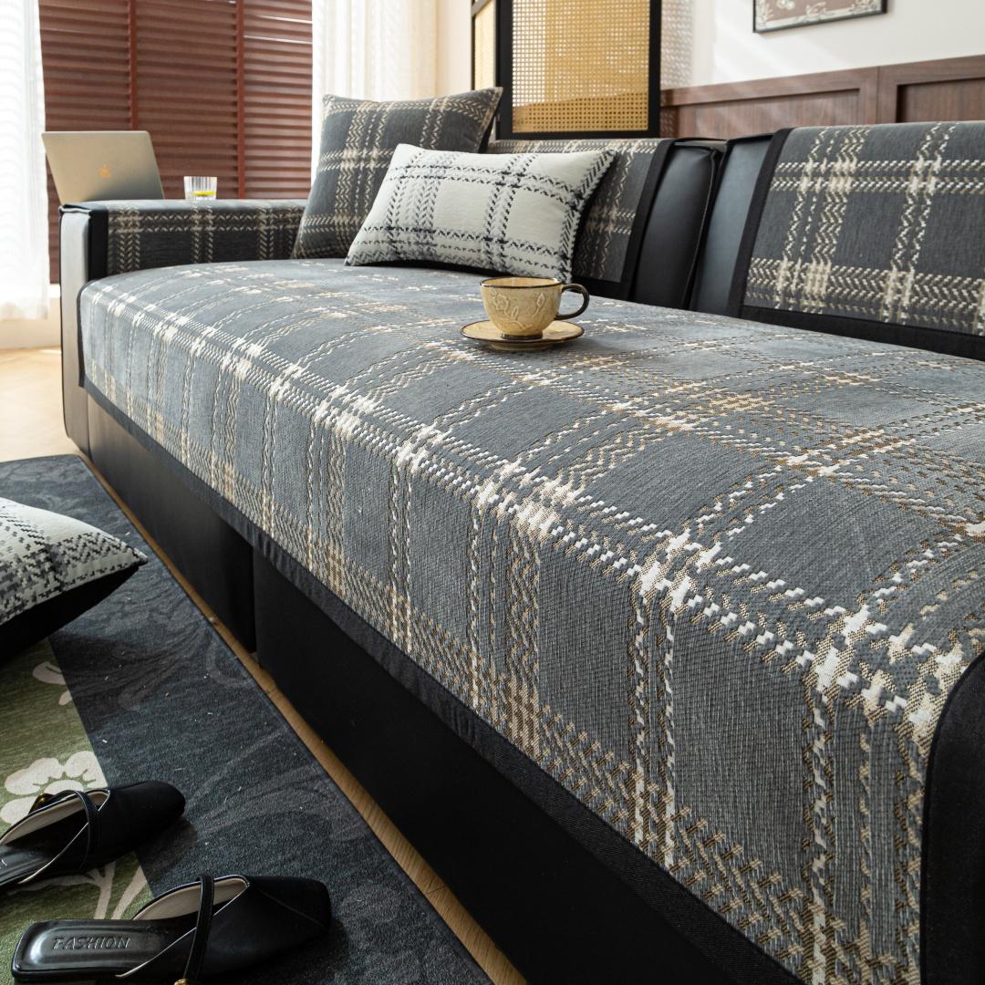 1 шт. Плед Жаккардовый Простой Шенилловый Чехол на Диван Все Сезоны Противоскользящий Чехол на Подушку Дивана Накидки для Гостиной Современный Декор 70*70cm серый