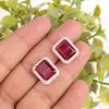 Pink Rubellite Gemstone 925 Solid Silver Jewelry Zircon Studs 0.57" Gift For Her CZE-6-4