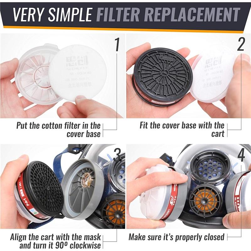 Forte 20 peças(10pack) Pré-filtro Cartucho Vapores Orgânicos Filtro para Respirador P-A-1 P-B-1 P-K-1 P-E-1, Branco,