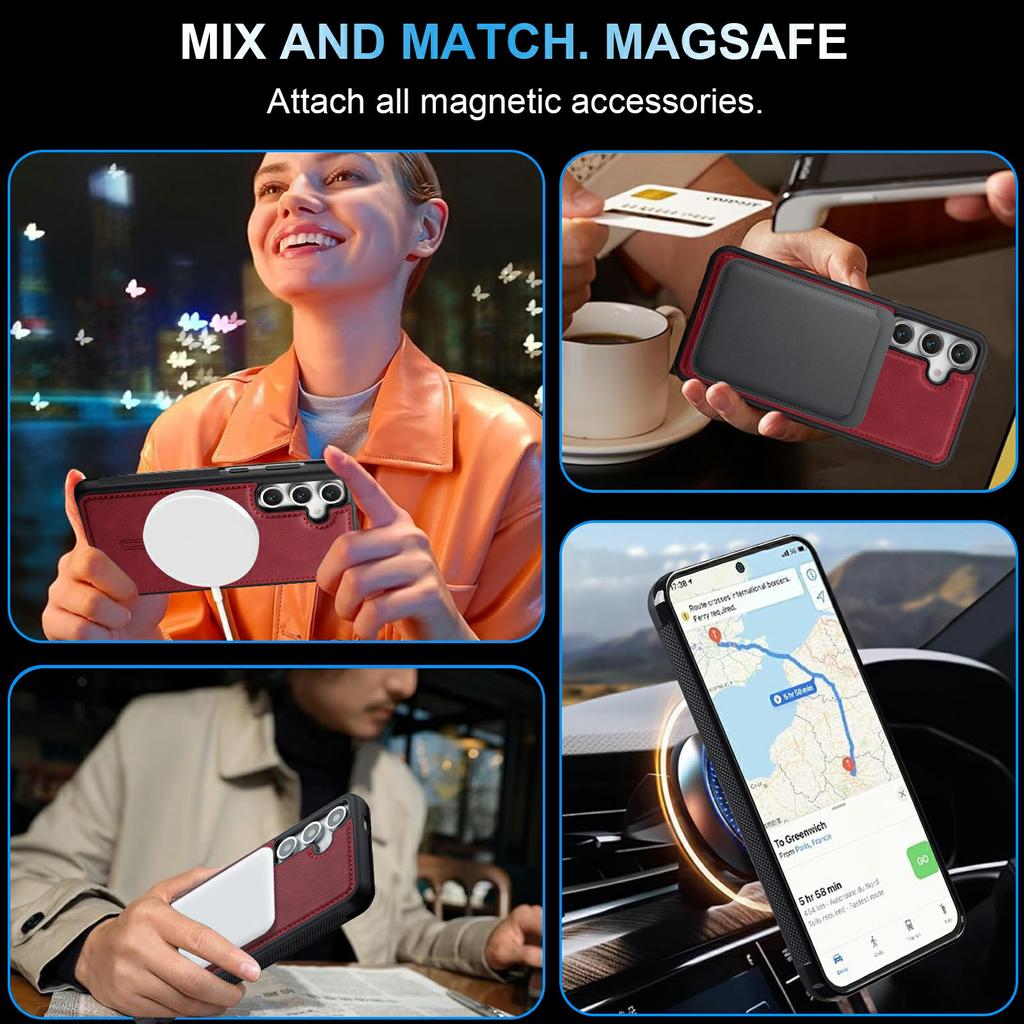 LC.IMEEKE L6 For Samsung Galaxy A37 5G Magnetic Case PU Leather Coated PC TPU Phone Cover