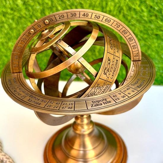 Brass Armillary Sphere Sundial Astronomical Globe Decor Nautical Office Desk Sculpture Gift