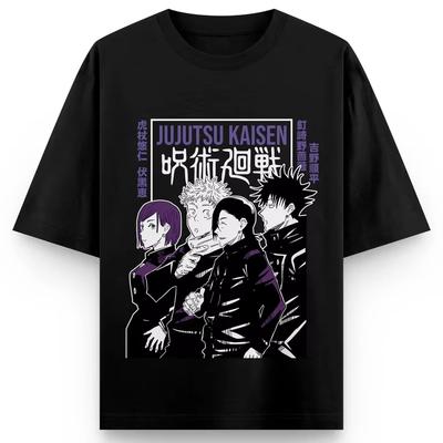 Jujutsu Kaisen Anime Quartet Printing Cotton Tshirt Unisex and Women Harajuku Fashion Loose Summer Anime Peripheral Clothing