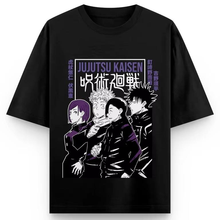 Jujutsu Kaisen Anime Quartet Printing Cotton Tshirt Unisex and Women Harajuku Fashion Loose Summer Anime Peripheral Clothing