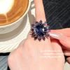 Spree Cornflower Gemstone Ring, Antique, 18K Gold Plated, Iris Purple Flower Large Carat Zircon Ring
