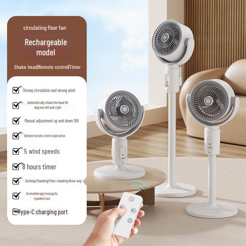 F1 USB Smart Oscillating Floor Fan with Remote - Three-in-One Desktop and Floor Use