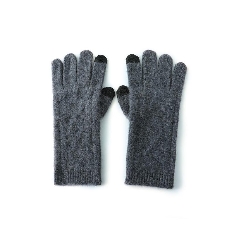 

Touch Screen Gloves Cashmere Autumn and Winter New Style Unisex Twisted Pattern Warm Cycling Windproof Knitted Five Finger One size