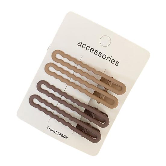 

4Pcs Hairpins Matte Texture Wavy Rectangular Design Hair Clips with Tight Teeth Strong Hold Hair Pins Daily Use Hair Accessories B