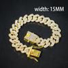 HipHop Men Women 13MM Prong Cuban Link Chain Bracelet Bling Iced Out 2 Row Rhinestone Paved Miami Rhombus Cuban Chain Jewelry