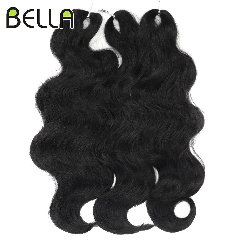 BELLA 24 Zoll Body Wave Häkelhaar 3 Stück Synthetisches Haar Zöpfe Kunsthaar Ombre Blond Braun Natürliche Flecht-Haarverlängerungen