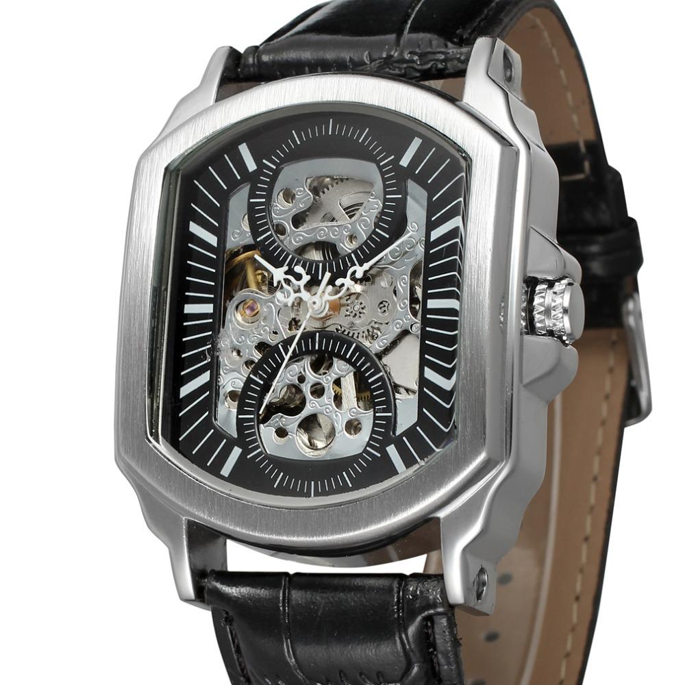 New Luxury Design Transparent Case Silver Stainless Steel Mens Watches Top Brand Luxury Automatic Self-Wind Skeleton Wristwatch