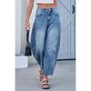 Jeans Lunghi Donna Casual Vita Alta Larghi Gamba Dritta Denim Lavato