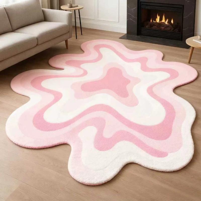 Dopamine Abstract Pluche Vloerkleed Zacht En Comfortabel Onregelmatig Vormig Kleed Voor Woonkamers En Slaapkamers Woondecoratie 80x80CM