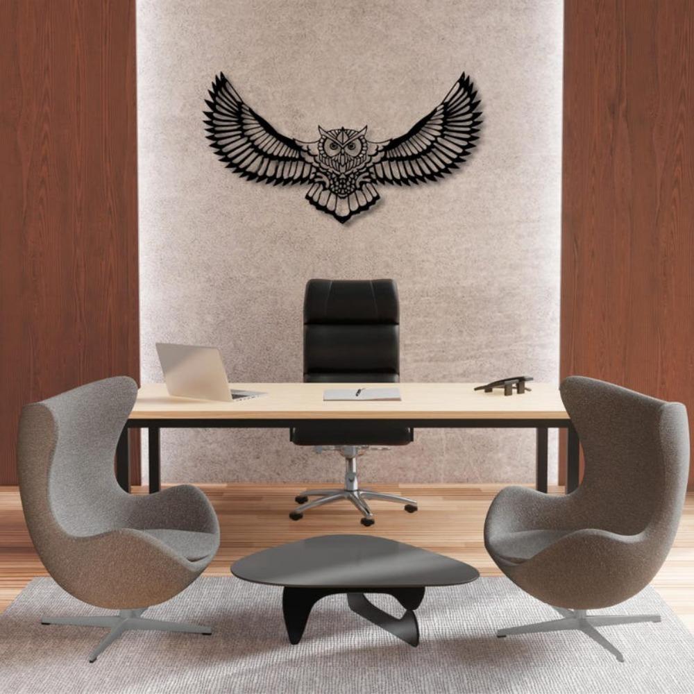 Modern Geometric Owl Metal Wall Art, Minimalist Home Decor, Handmade Iron Sculpture for Living Room