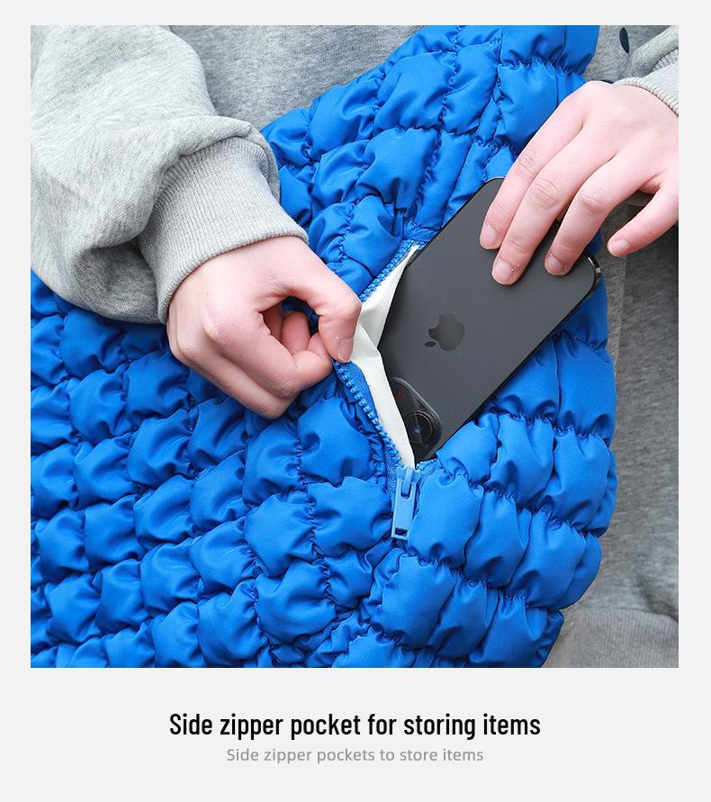 Verbesserte minimalistische plissierte Knödel-Schultertasche - Damenhandtasche mit großem Fassungsvermögen aus Daunenbaumwolle