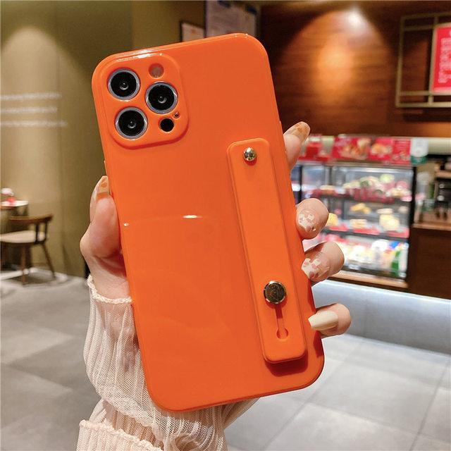 Handschlaufe Ständer Halter Handyhülle für iPhone 13 14 Pro Max 12 11 Xs Max Xr 7 8 Plus 13pro Weiche Silikon Candy Color Rückseite