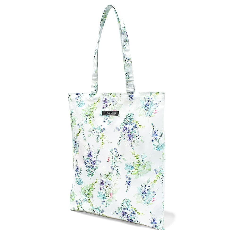STYLE Sac Cabas Décoratif pour Grand Éco A3 Bouquet Botanique avec un mouchoir de poche Femmes, Capacité, Sous-Sac, Sac, 100% Coton, Taille, Design,