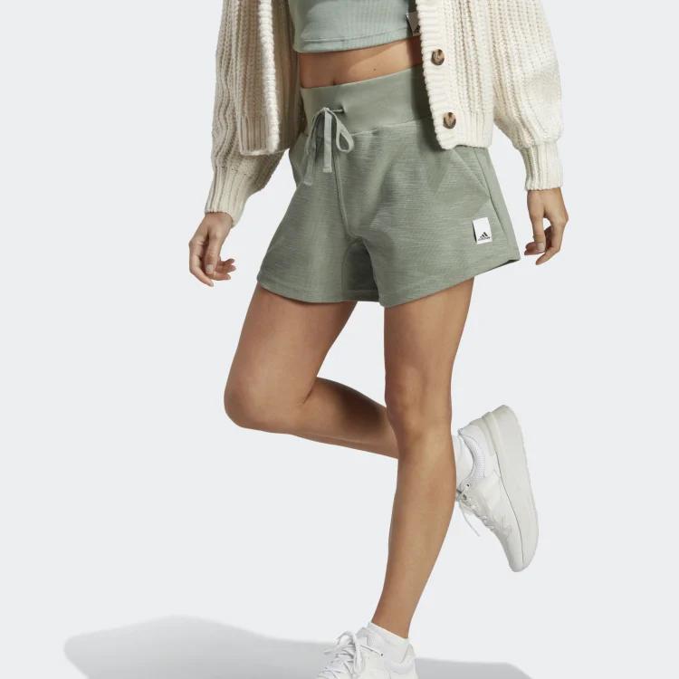 Adidas Logo Tag Mid-Rise Fitness Shorts Women Shorts Light-Green HZ1602