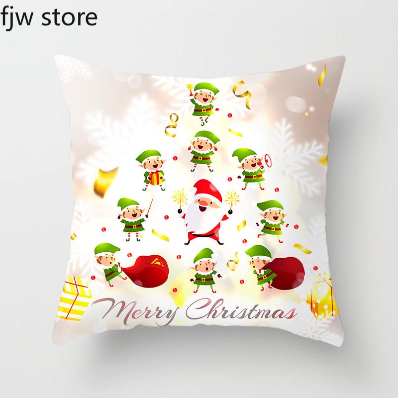 Merry Christmas and Happy New Year Decorative Pillow Cover Sofa  Ornament Office Chair Cushion  Hotel Home Decor