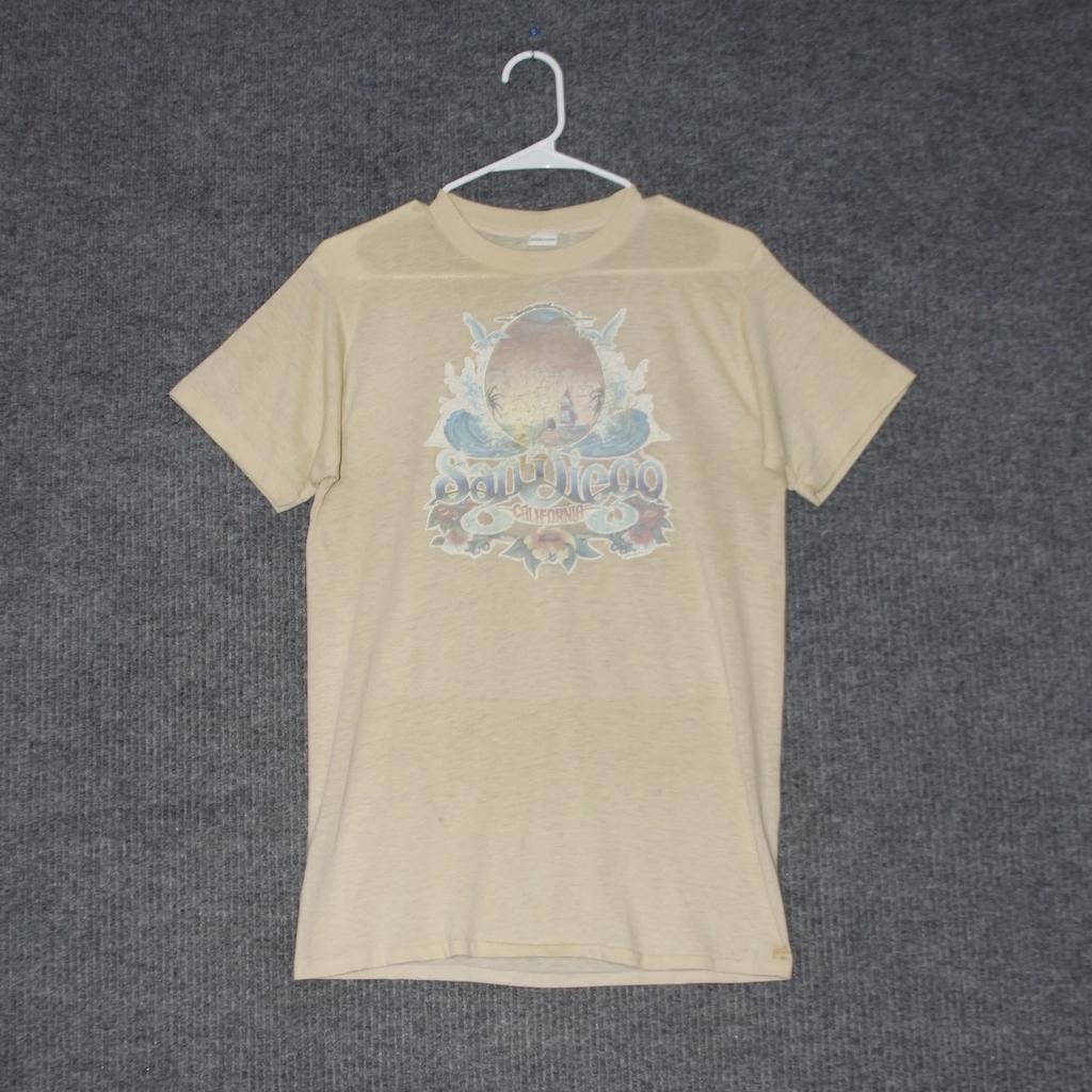 Vintage Thed T Shirt Mens L Beige San Diego California Graphic Made in USA