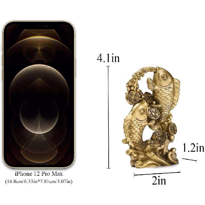 BRABUD Смола Денежная Рыба с Волнами Статуэтка Фэн-шуй Богатство Карп Удача Счастливая Фигурка Дом Офис Магазин Декорация TQGJBS90
